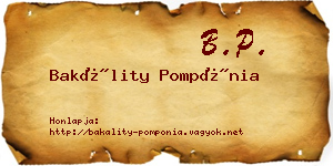 Bakálity Pompónia névjegykártya